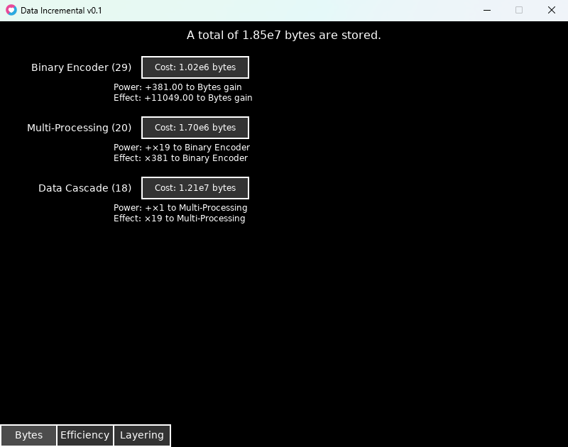 Data Incremental Screenshot